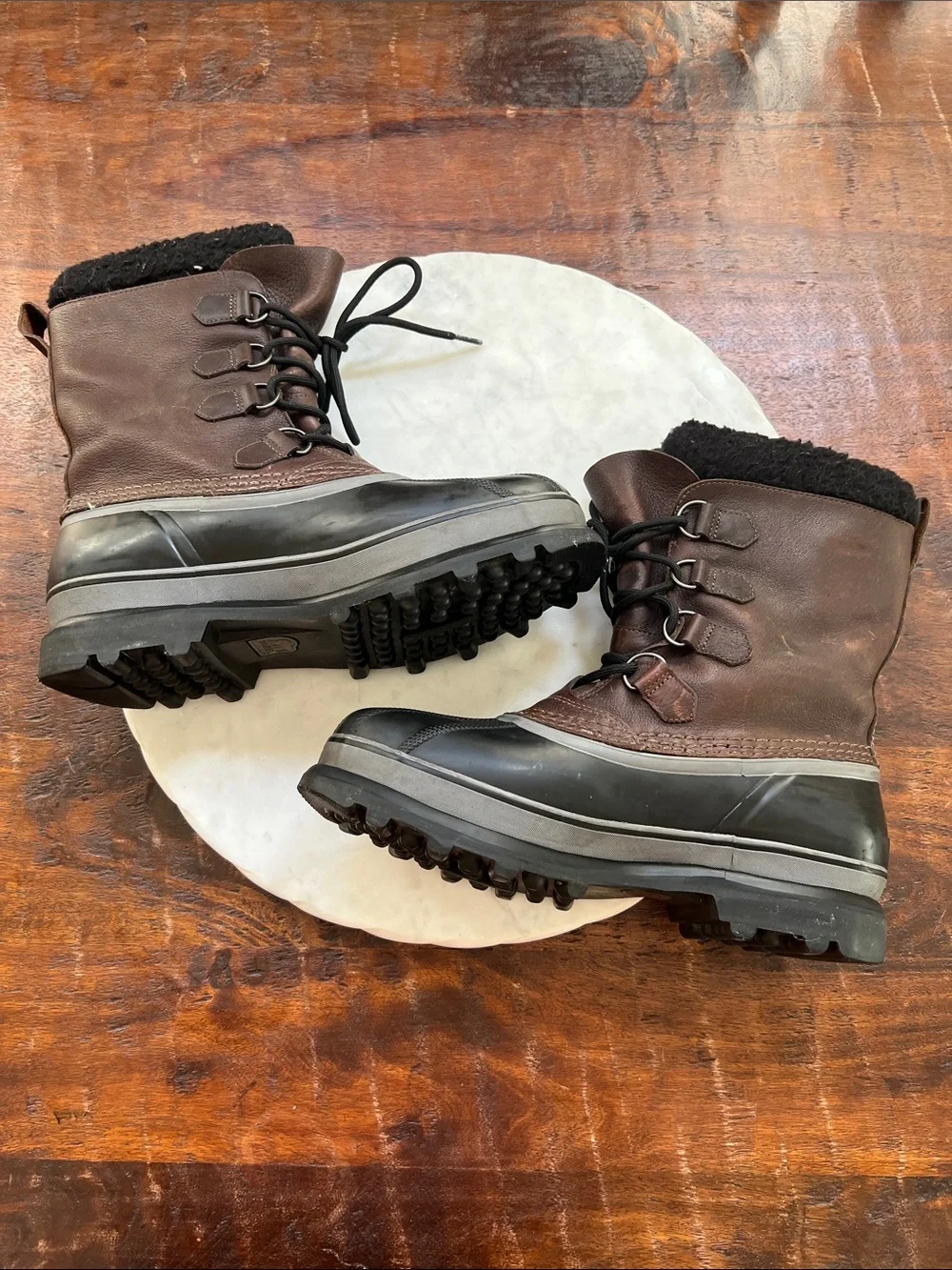 SOREL Caribou Seam-Sealed Waterproof Winter Boots Brown/Black Men's Size 9